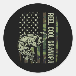 Pegatina Redonda Abuelo Genial Camuflaje Bandera Americana Padres