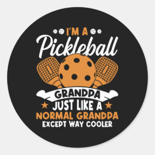Pegatina Redonda Abuelo Jugador Genial de Pickleball