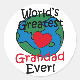 Pegatina Redonda Abuelo Más Grande del Mundo Corazón