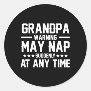 Pegatina Redonda Abuelo Napg Abuelo Nap Aviso al Abuelo Puede Nap