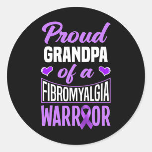 Pegatina Redonda Abuelo Orgulloso De Un Guerrero De La Fibromialgia