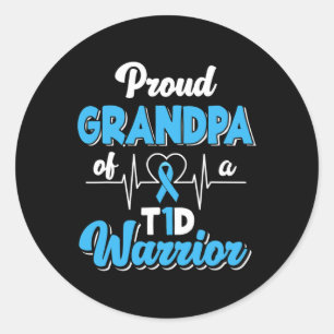 Pegatina Redonda Abuelo Orgulloso De Un Guerrero Del T1d Diabetic D