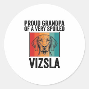 Pegatina Redonda Abuelo Orgulloso Vizsla Diseño Antiguo Amante de l