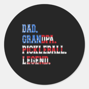 Pegatina Redonda Abuelo papá leyenda del pickleball jugador diverti