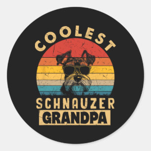 Pegatina Redonda Abuelo Schnauzer Más Genial Regalos Divertidos Per
