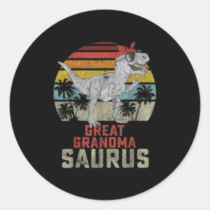 Pegatina Redonda Abuelo T Rex Dinosaurio Gran Abuela Sauro