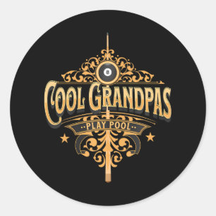 Pegatina Redonda Abuelos de Guay Juega al Gestor de Piscina