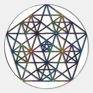 Pegatina Redonda Abundance Sagrada Geometría Fractal de la Vida