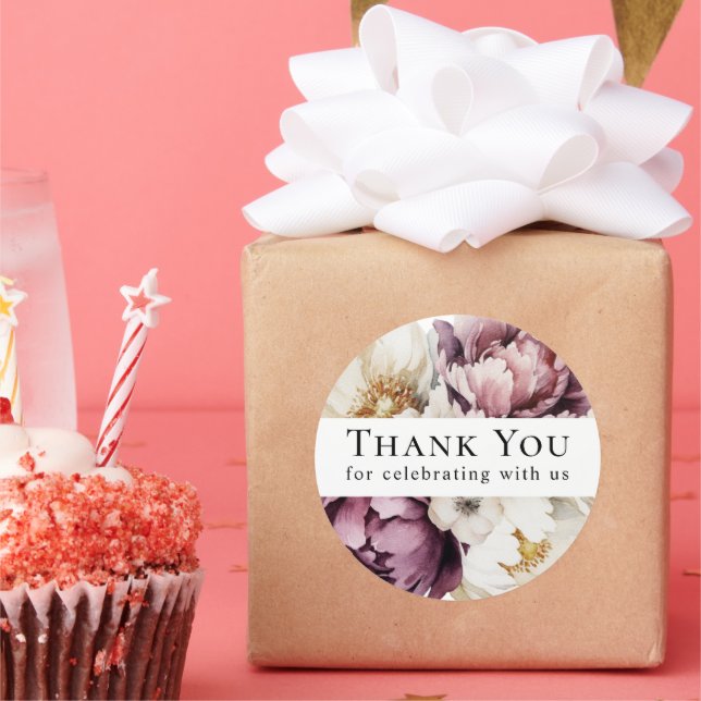 Pegatina Redonda Abundancia Rusa Floral Gracias (Fiesta)