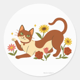 Pegatina Redonda Abyssinian in the Daisies Classic Round Sticker
