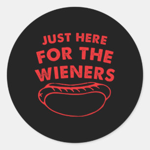 Pegatina Redonda Acá Para El Divertido Perro Caliente De Wieners 4