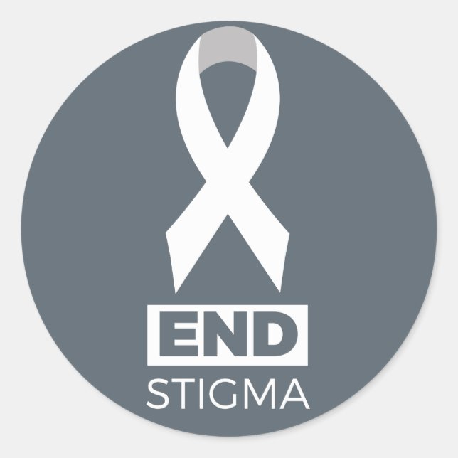 Pegatina Redonda Acabar con el estigma del cáncer de pulmón (Anverso)