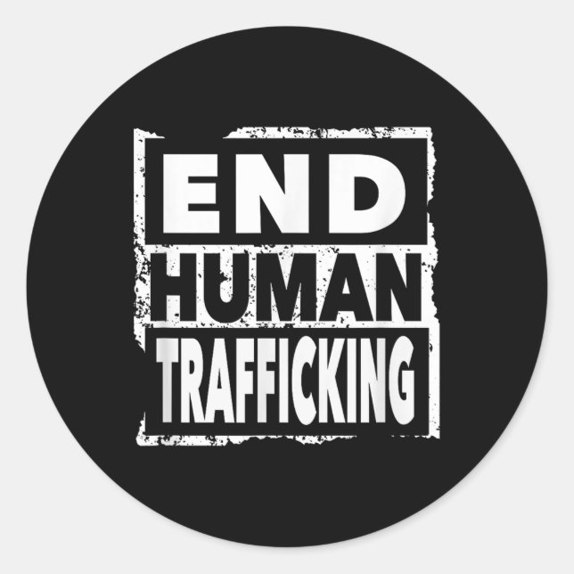 Pegatina Redonda Acabar con el tráfico de personas Salven a los niñ (Anverso)