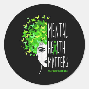 Pegatina Redonda Acabemos Con El Estigma, La Salud Mental Y La Conc