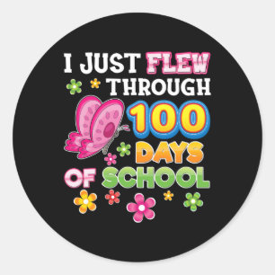 Pegatina Redonda Acabo De Volar Por 100 Días De Mariposa Escolar 1