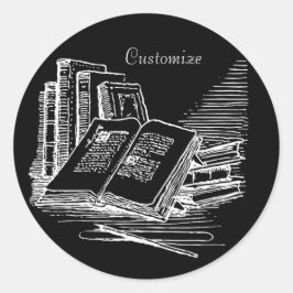 Pegatina Redonda Academia Blanca Y Negra Personalizada