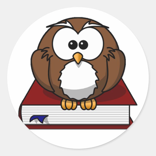 Pegatina Redonda Académicamente Owl (Anverso)