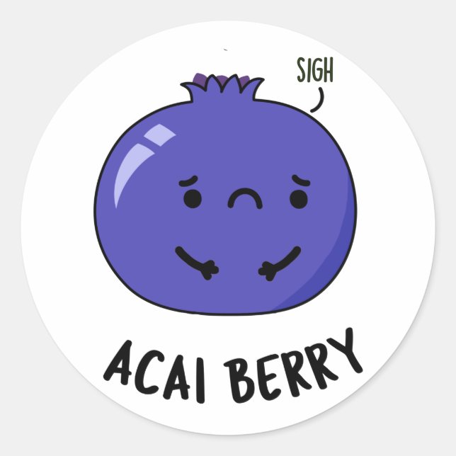 Pegatina Redonda Acai Berry Funny Fruit Pun (Anverso)