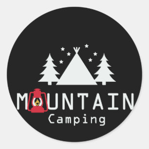 Pegatina Redonda acampada de montaña