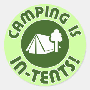Pegatina Redonda acampada en tiendas