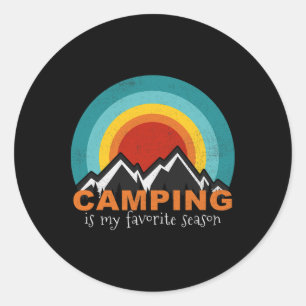 Pegatina Redonda Acampar Es Mi Estación Favorita Divertidos Campist
