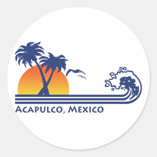 Pegatina Redonda Acapulco México (Anverso)