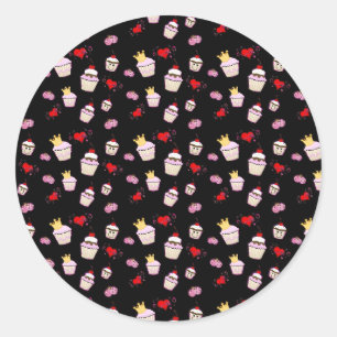 Pegatina Redonda Accesorios de Kawaii Cupcakes