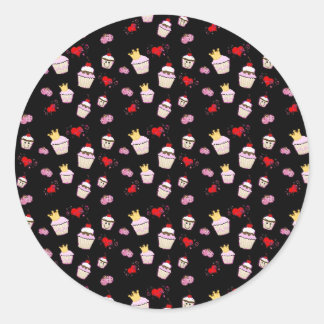 Pegatina Redonda Accesorios de Kawaii Cupcakes