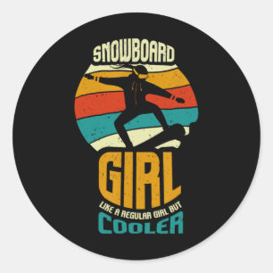 Pegatina Redonda Accesorios De Snowboard Para Chicas Y Mujeres En S