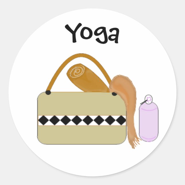 Pegatina Redonda Accesorios de Yoga Adorables (Anverso)