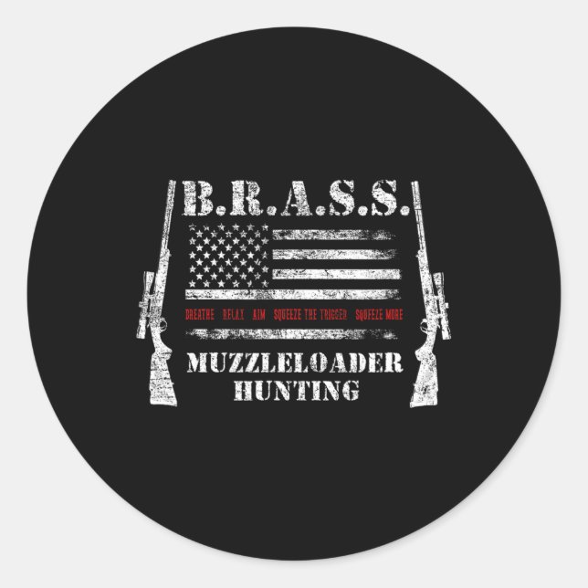 Pegatina Redonda Accesorios Muzzleloader Rifles Fuego De Venados De (Anverso)