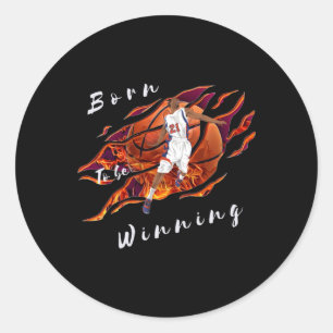 Pegatina Redonda Acción De Baloncesto Nacida Para Ganar Diseño Depo