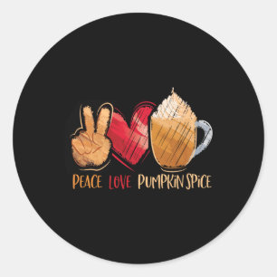 Pegatina Redonda Acción de Gracias Caída Mujeres Paz Amor Calabaza