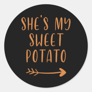 Pegatina Redonda Acción de Gracias, mi batata dulce, yo soy Yam Set
