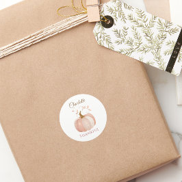 Pegatina Redonda Acción de Gracias Personalizada - Calabaza Caída A