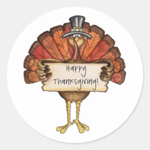 Pegatina Redonda Acción de Gracias Turquía
