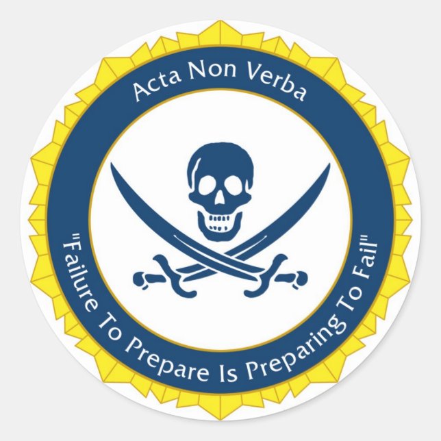 Pegatina Redonda Acción No Palabras - Latín - Acta Non Verba (Anverso)