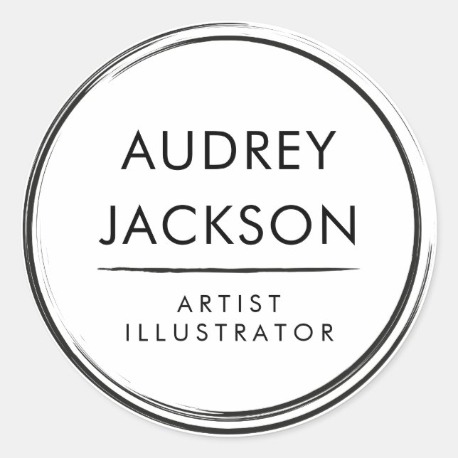 Pegatina Redonda Accionamiento profesional moderno de pincel blanco (Anverso)