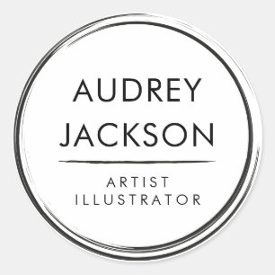 Pegatina Redonda Accionamiento profesional moderno de pincel blanco