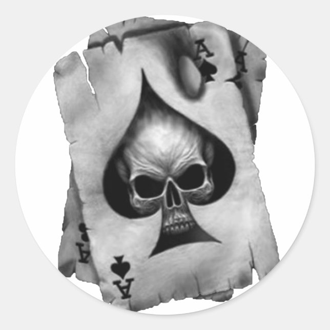 Pegatina Redonda Ace de Spades Skull (Anverso)