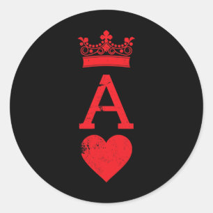 Pegatina Redonda Ace Of Hearts Blackjack Cards Halloween Mateo C