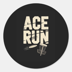 Pegatina Redonda Ace Run Disc Golf Frisbee Sket Chains Retro 