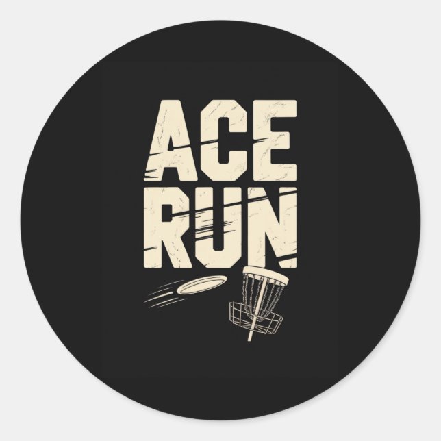 Pegatina Redonda Ace Run Disc Golf Frisbee Sket Chains Retro  (Anverso)