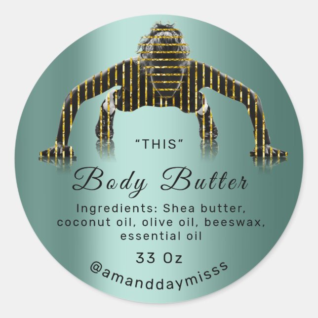 Pegatina Redonda Aceite de cuerpo Balm Cuidado de Fitness Cosmético (Anverso)