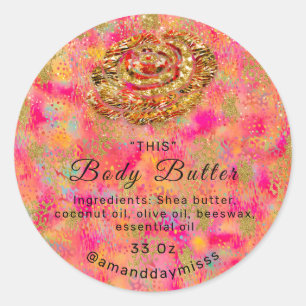 Pegatina Redonda Aceite de la carrocería Empaquetado Rosa de flores