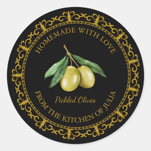 Pegatina Redonda Aceite de oliva casero de cosecha vintada / Etique (Anverso)