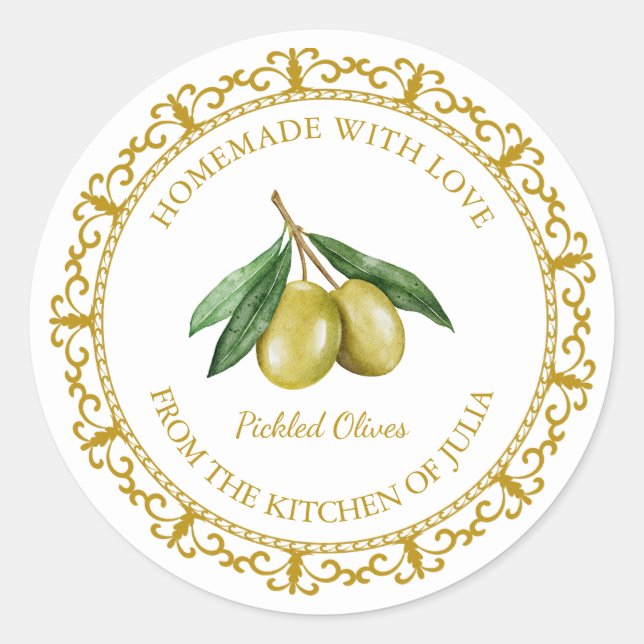 Pegatina Redonda Aceite de oliva casero de cosecha vintada / Etique (Anverso)