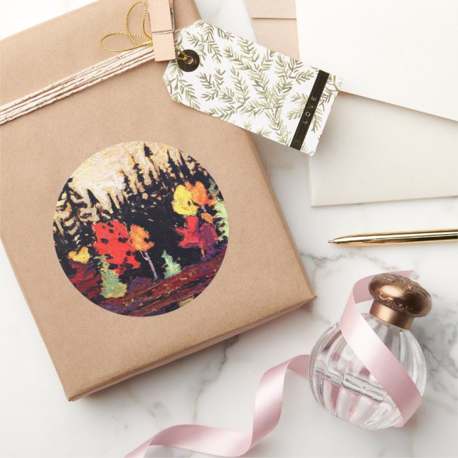 Pegatina Redonda Aceite negro y arce, arte fino, (Regalar)