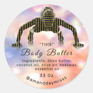 Pegatina Redonda Aceite para el cuerpo del logotipo Balm Holograma