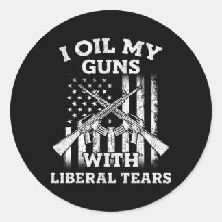 Pegatina Redonda Aceito Mis Pistolas Con Lágrimas Liberales
